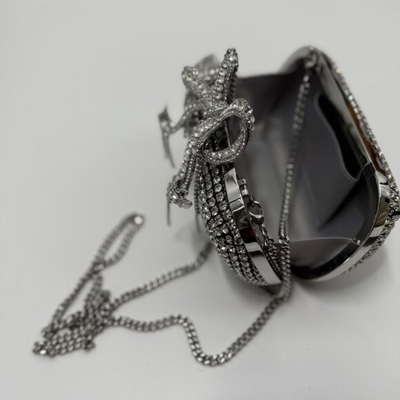Self-Portrait Crystal Embellished Clutch With Bow Detail - Picture 9 of 13